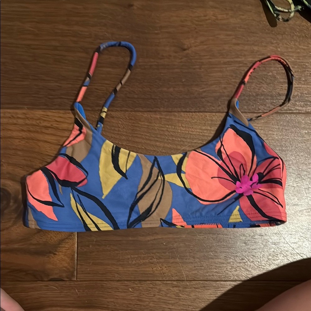 Roxy Blue and Pink Floral Bikini Top
